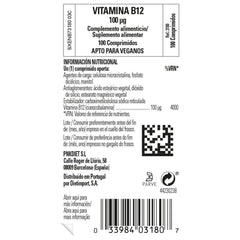 Solgar Vitamin B12 100ug label close-up signals quality.