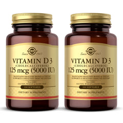 Solgar Vitamin D3 softgels bottle front in a two-pack with 200 servings