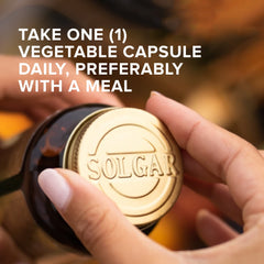 Solgar Vitamin D3 5000 IU label detail with dosage information.