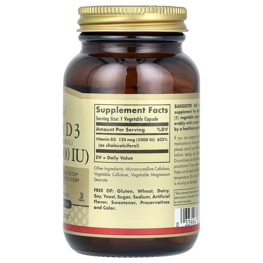 Solgar Vitamin D3 5000 IU pour illustrates easy daily use.