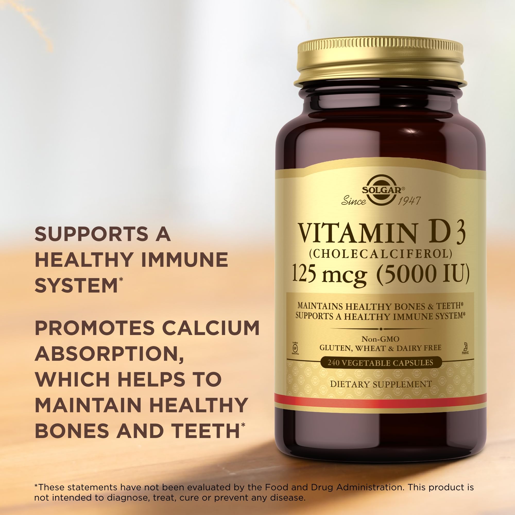 Solgar Vitamin D3 bottle on a store shelf signifying value and accessibility.