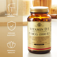 Solgar Vitamin D3 softgels amber bottle oil-based absorption