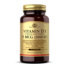 Solgar Vitamin D3 softgels bottle front supports bone health