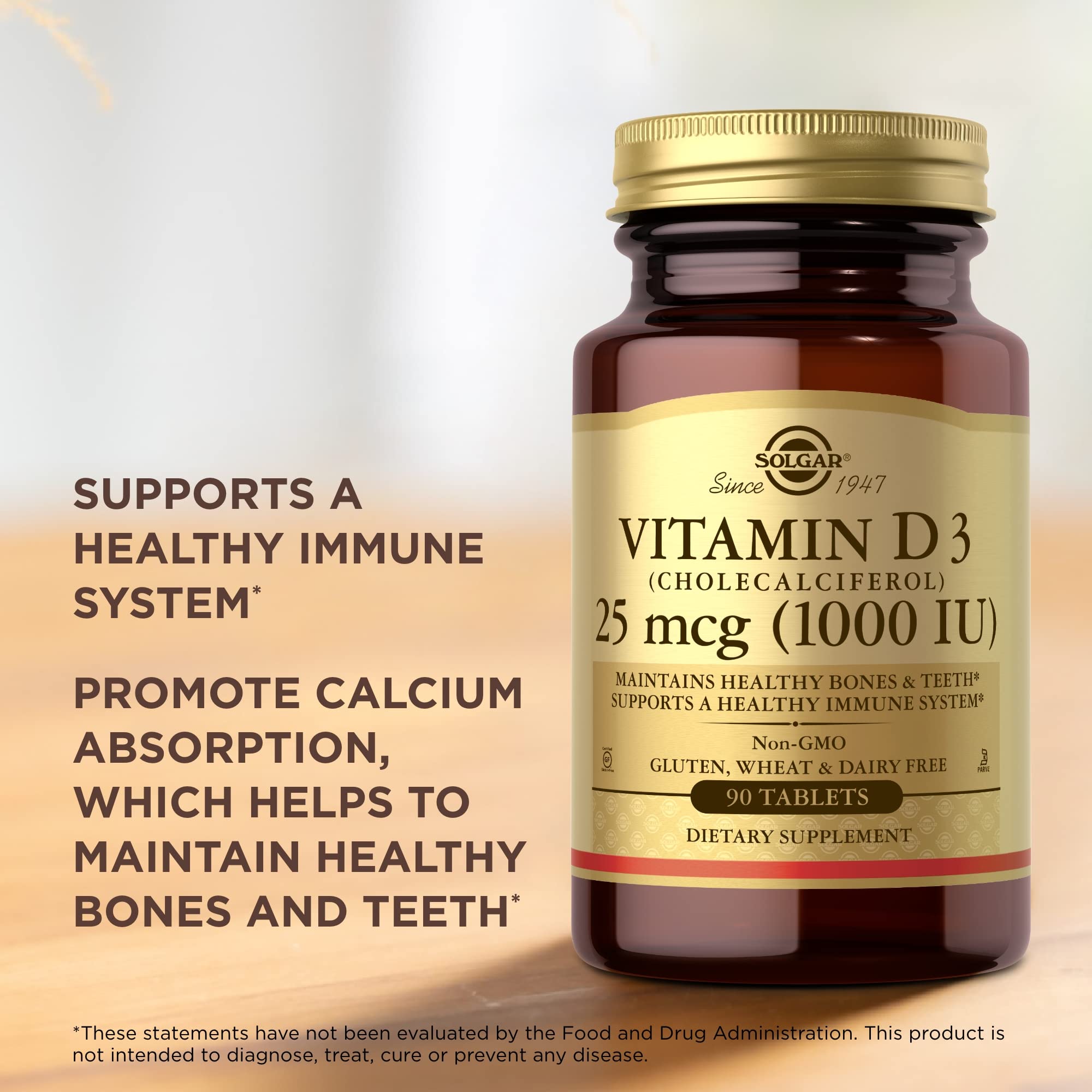 Solgar Vitamin D3 tablets close-up showing tablets texture