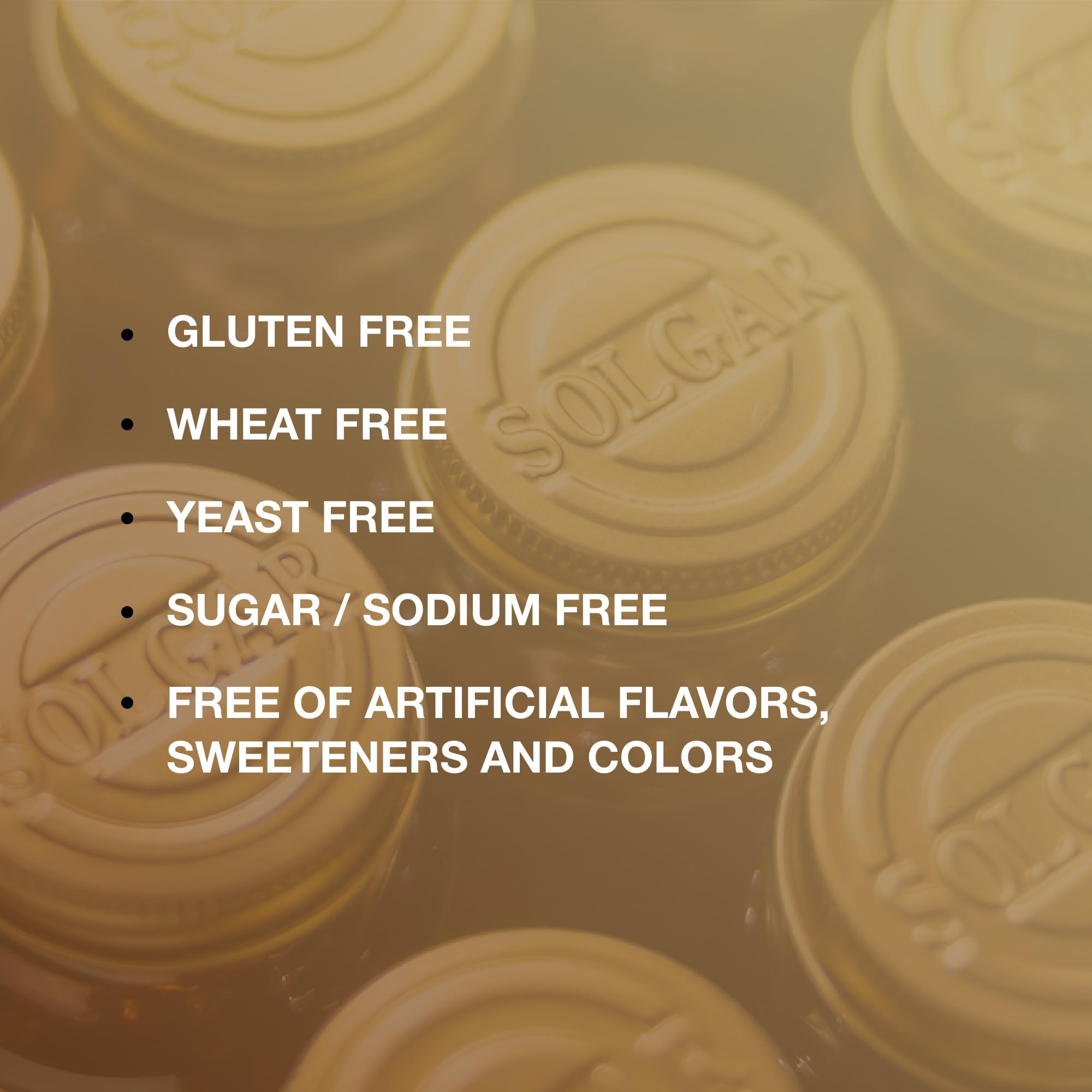 Solgar Gold Standard badge on bottle signals long-standing quality.