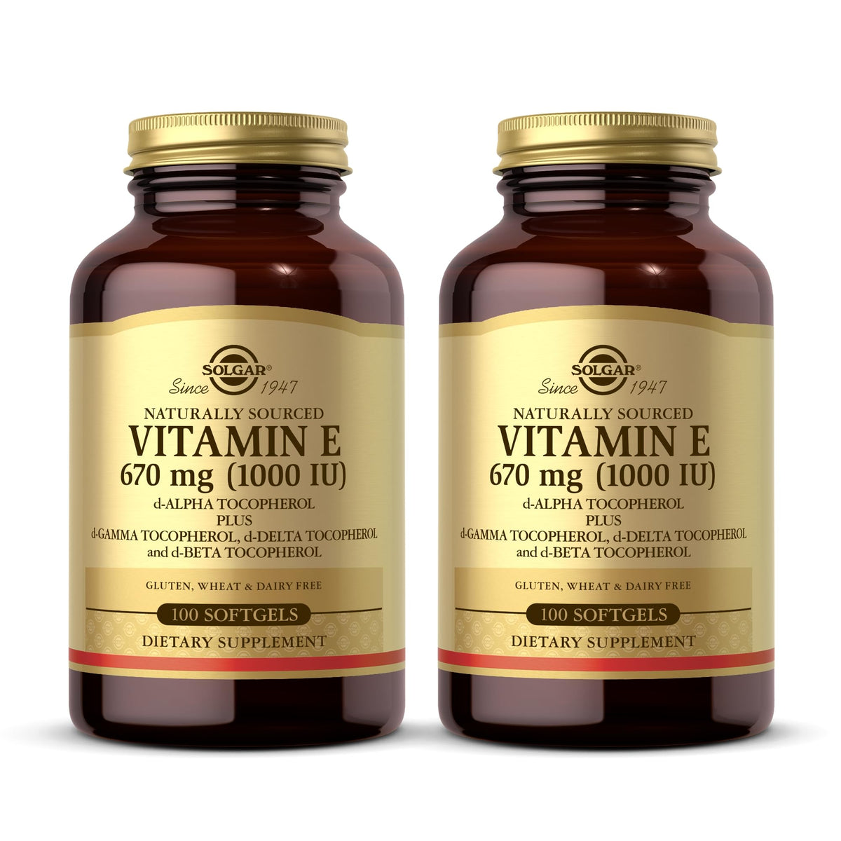 Solgar Vitamin E 670 mg softgels bottle close-up emphasizing antioxidant support