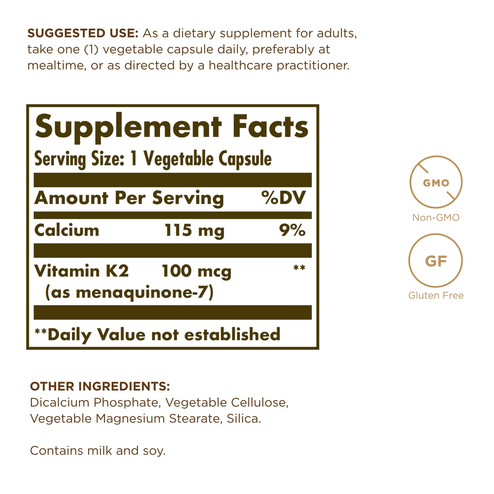 Solgar Vitamin K2 MK-7 capsules close-up showing capsule form.