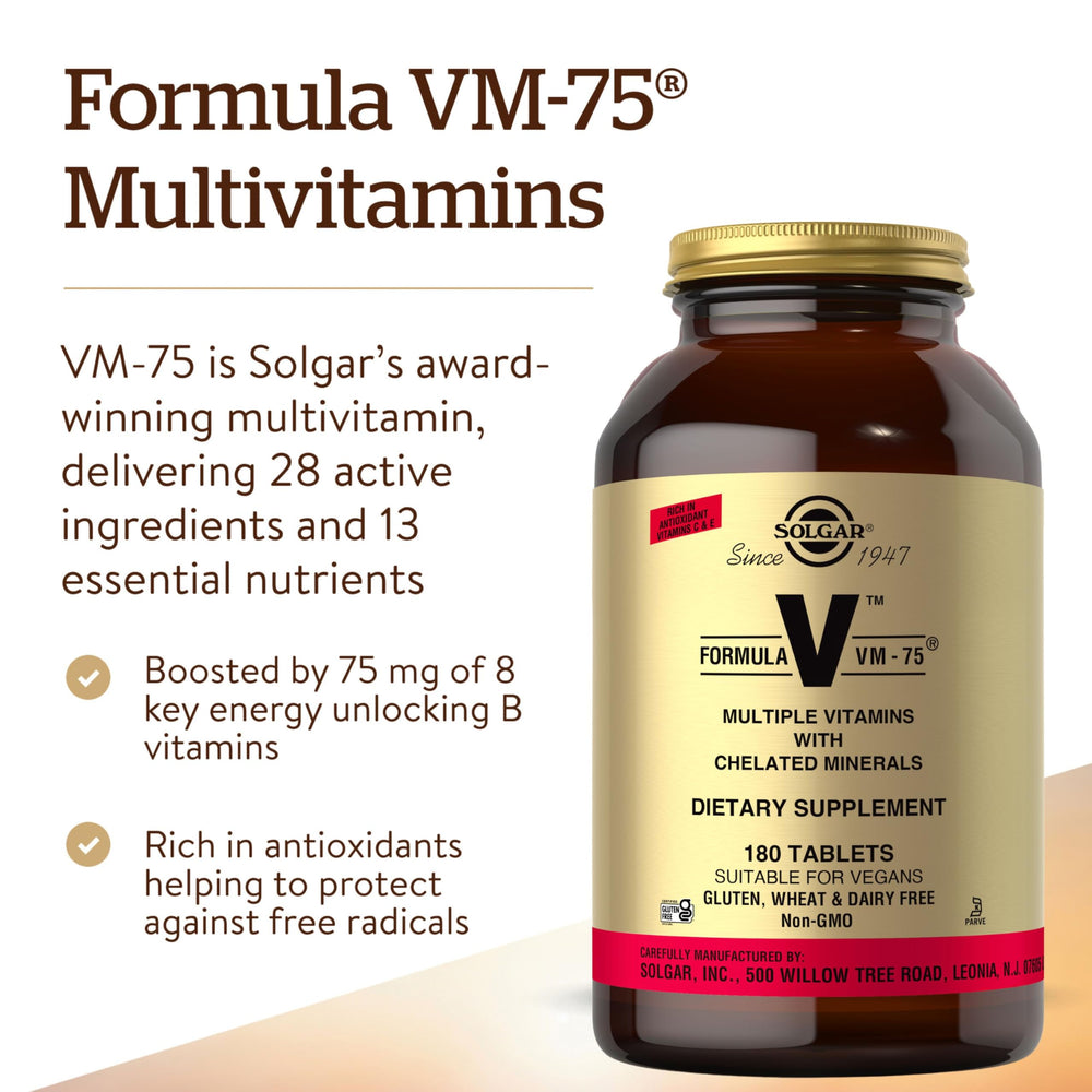 Solgar VM-75 chelated minerals graphic showing amino acid complexes.