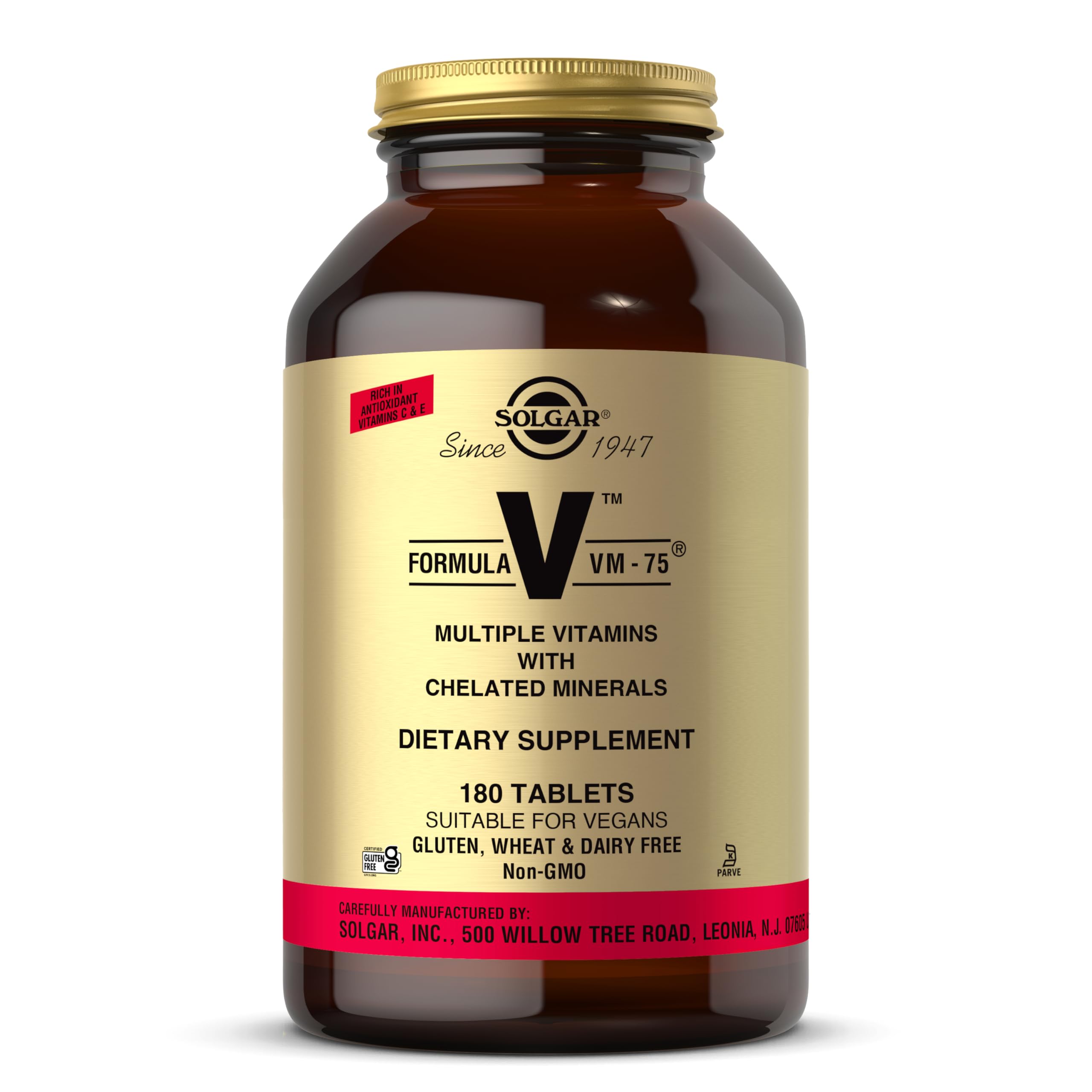 Solgar VM-75 tablets front view for daily nutrition support.