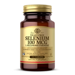 Solgar Yeast-Free Selenium 100 mcg bottle for antioxidant support.