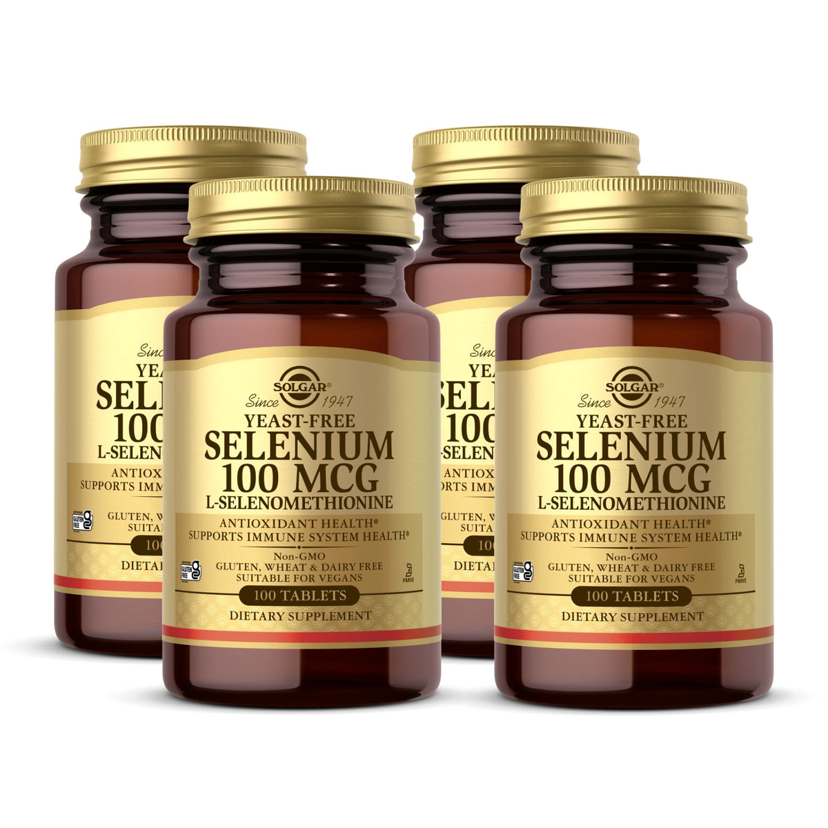Solgar Yeast-Free Selenium 100 mcg bottle for daily antioxidant support.