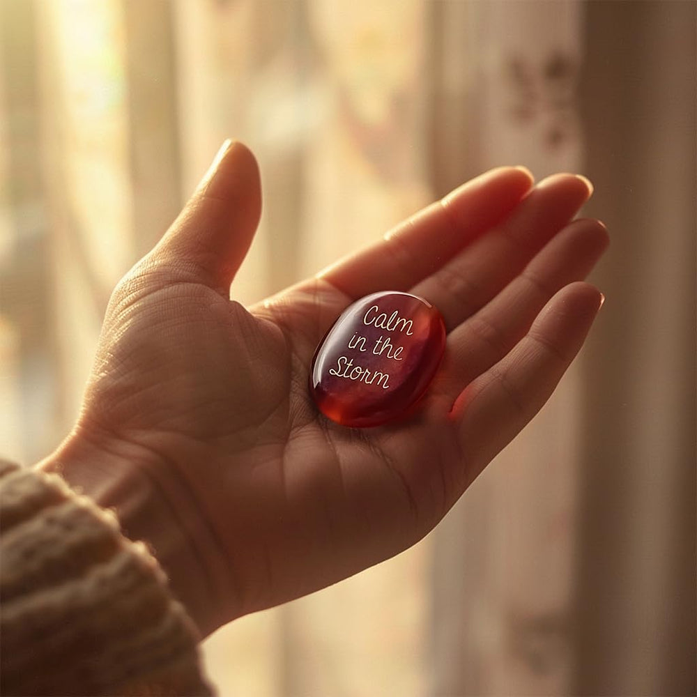 SOLICIEL Agate being rubbed to soothe nerves and regain composure
