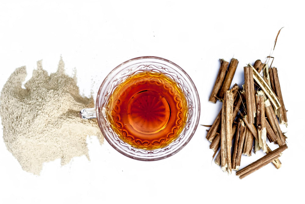 Solo Therapy Ashwagandha powder in a prepared beverage to support calm moments