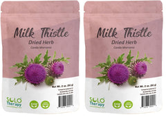 Solo Therapy milk thistle herb front-pack with two resealable bags.