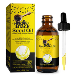SOLOTREE Black Seed Oil bottle with pour for hair and skin hydration.