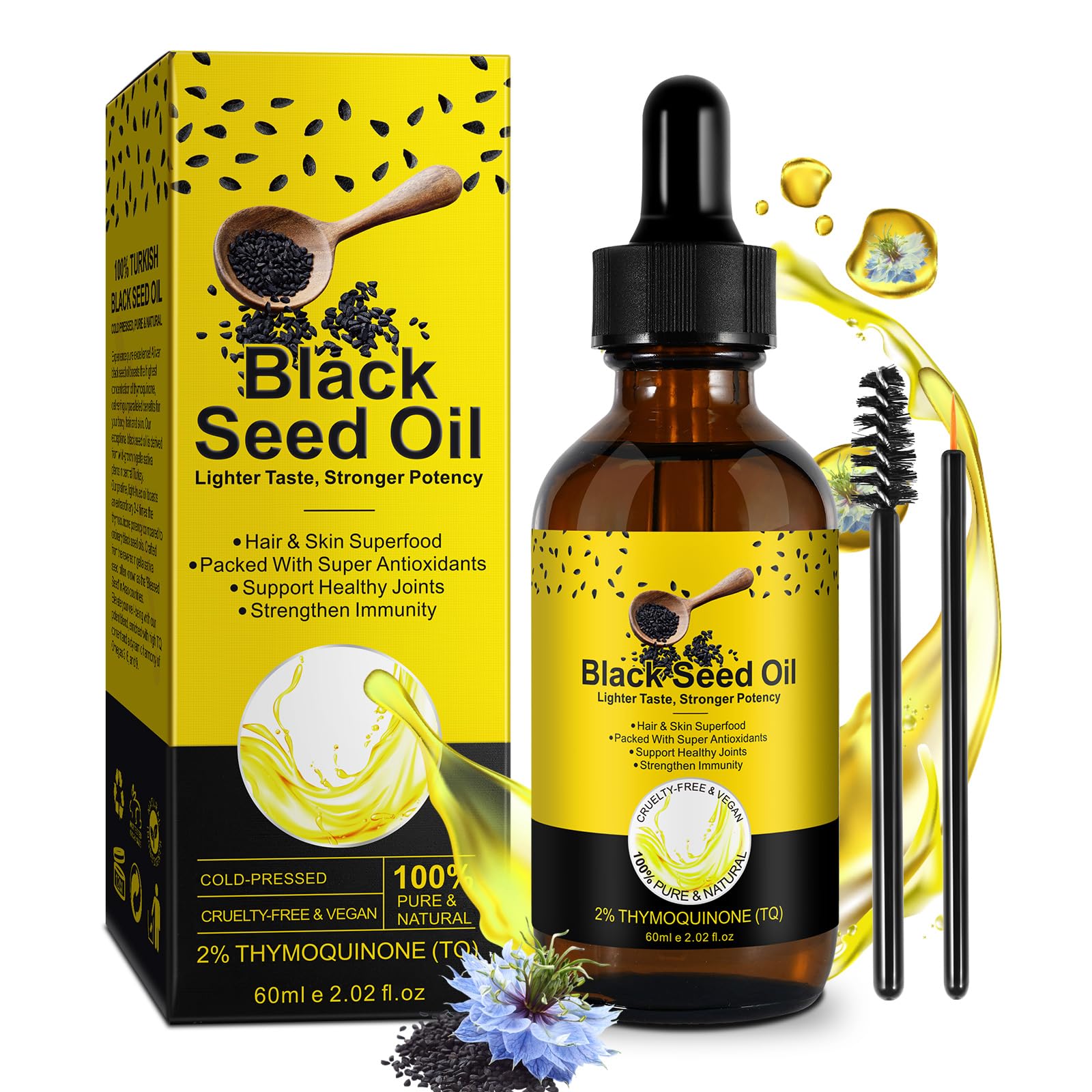 SOLOTREE Black Seed Oil omega-rich formula with nutrients.