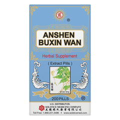 Solstice Anshen Buxin Wan bottle on a clean surface for daily calm support