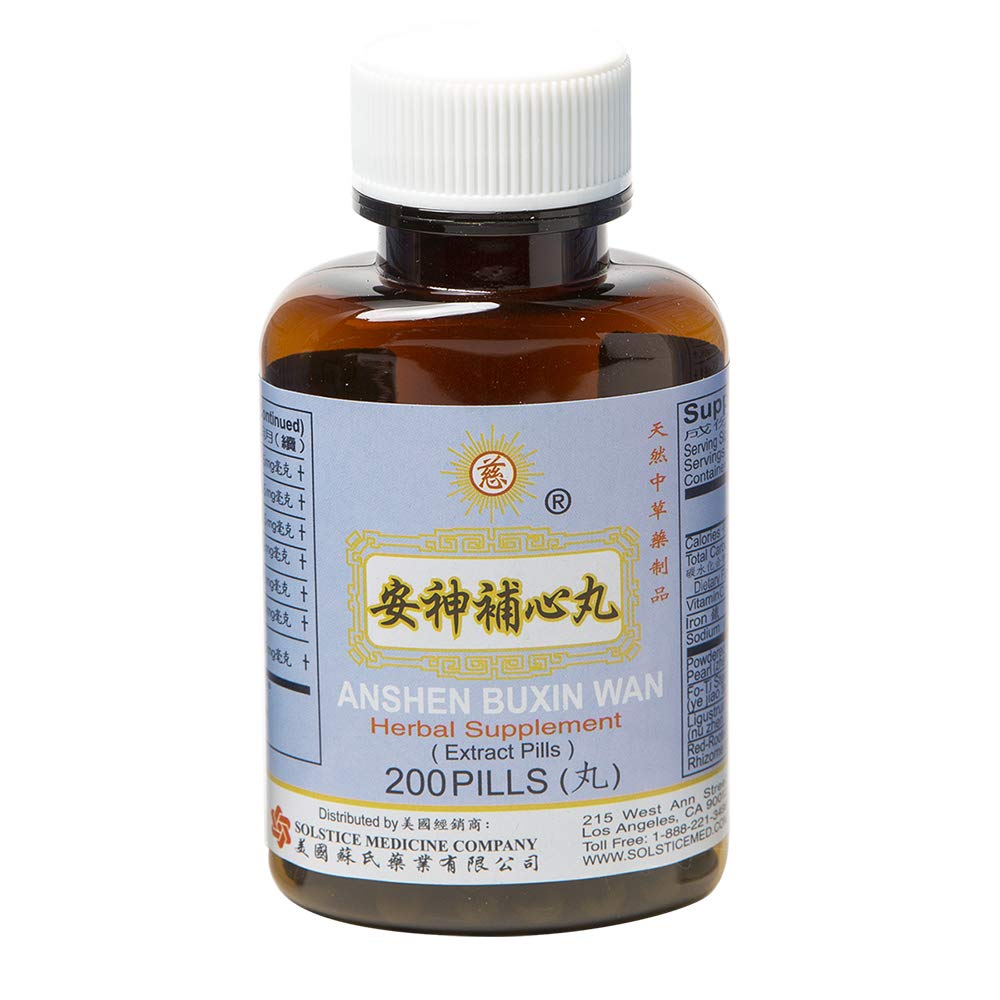 Solstice Anshen Buxin Wan packaging box highlighting premium herbal formulation