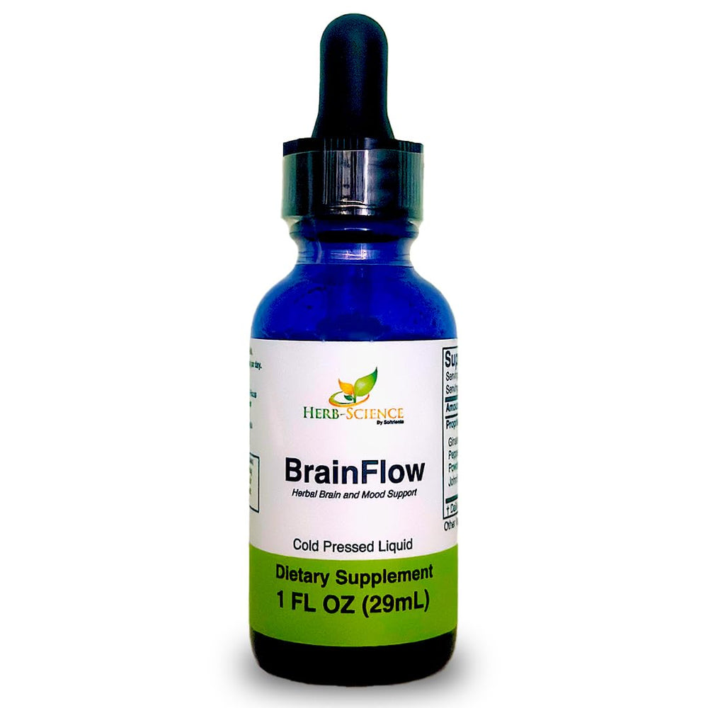 Soltrients BrainFlow dosing spoon demonstrating easy, precise liquid dosing.