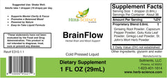 Soltrients BrainFlow label closeup highlighting herbal focus and mood ingredients.