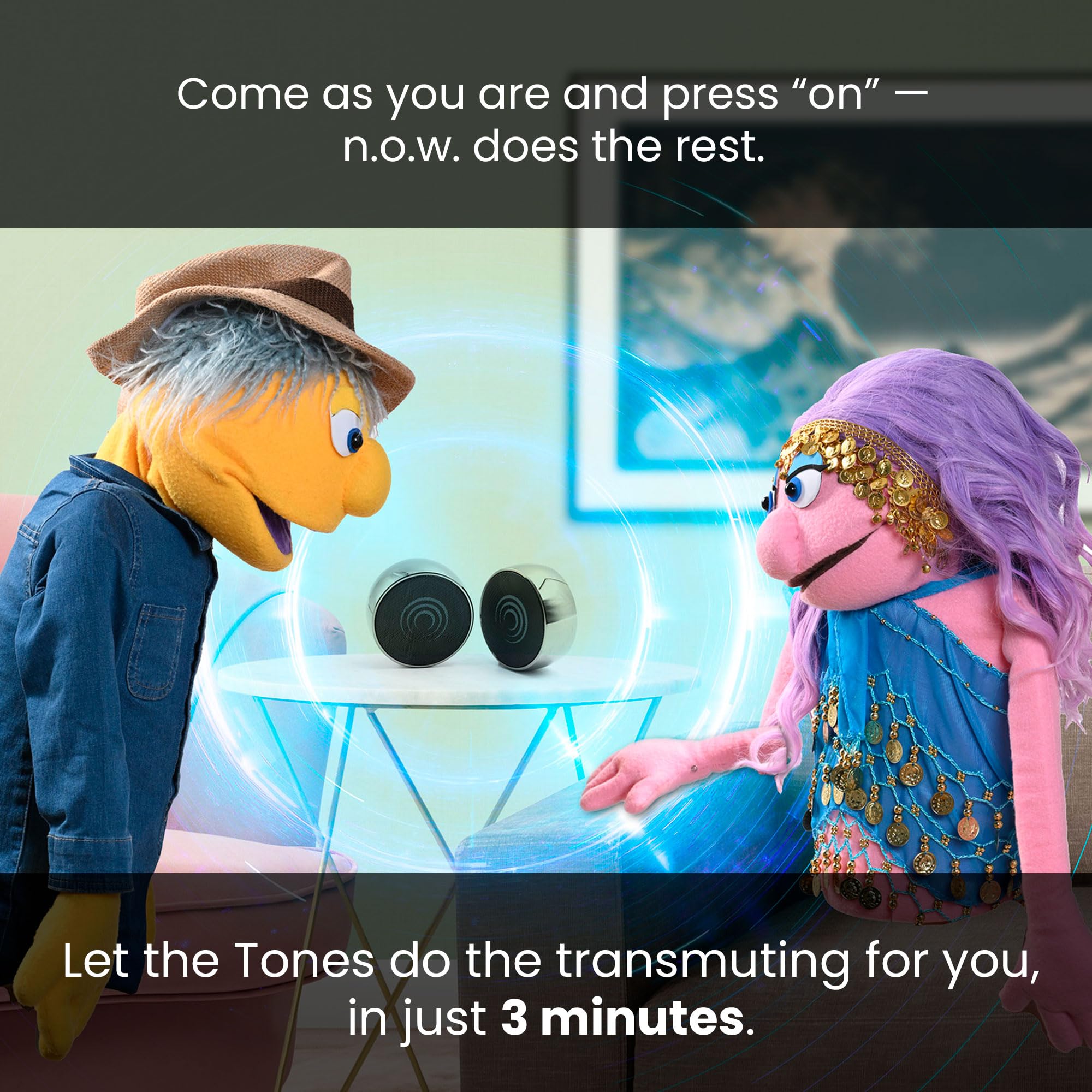 Solu n.o.w. Tone Therapy three-minute session timer in view.