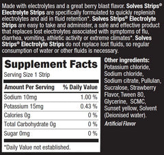 Solves Strips dissolves on tongue to demonstrate quick, water-free hydration on the go.