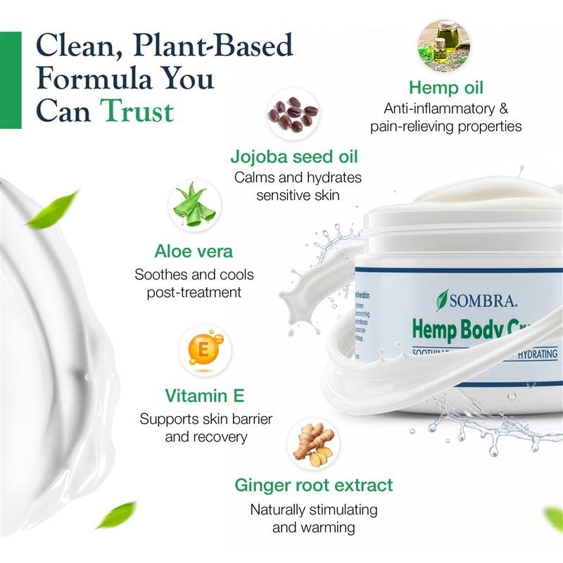 Sombra Hemp Body Cream with non-greasy finish for daily use.