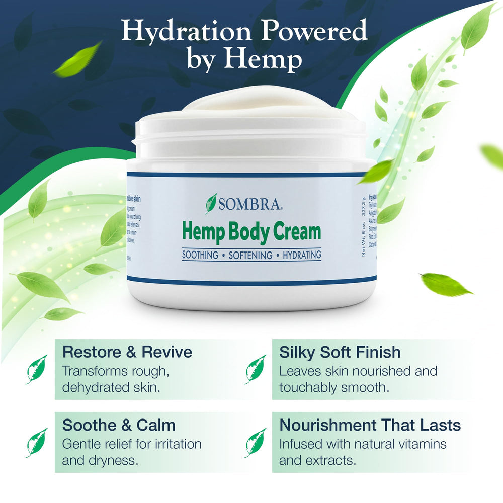 Sombra Hemp Body Cream texture shown for easy application and quick absorption.