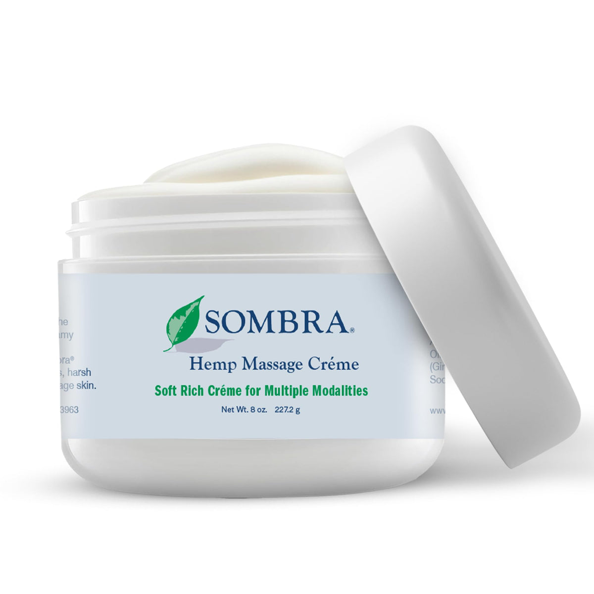Sombra Hemp Massage Creme jar for relaxing sore muscles at home