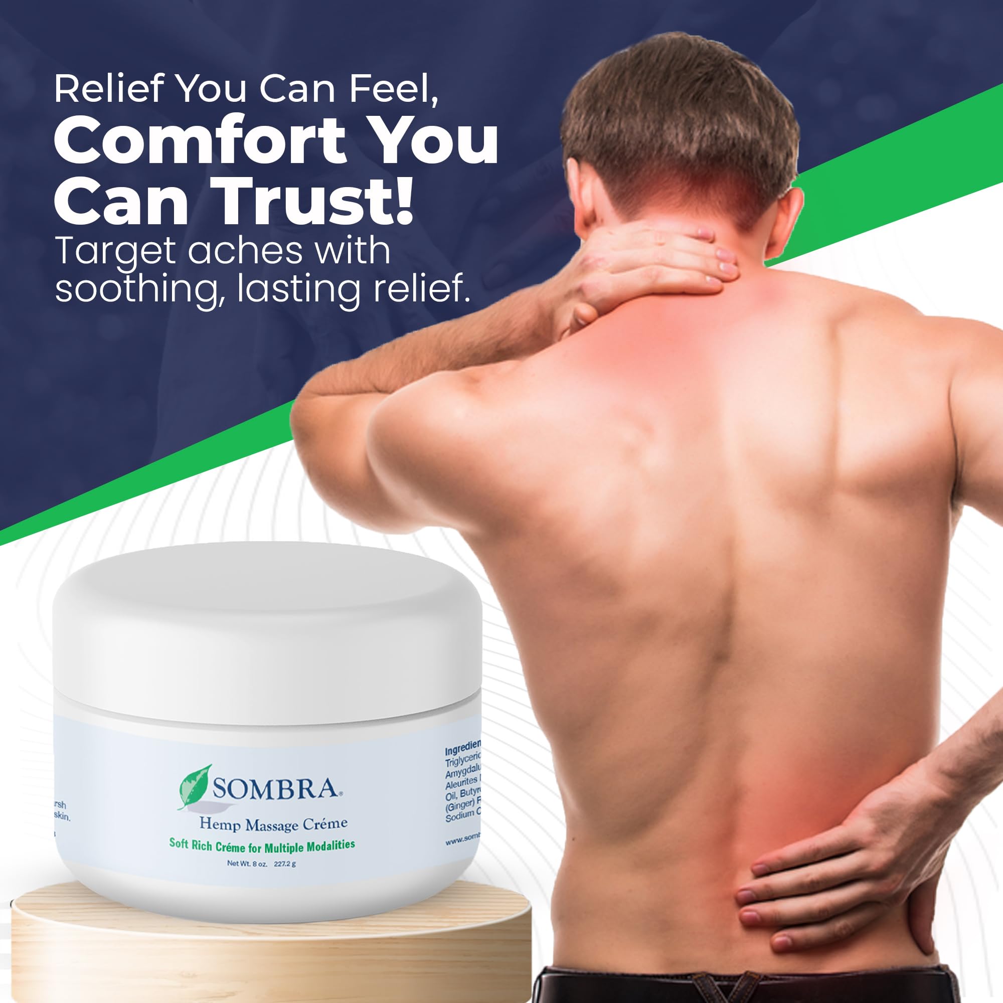 Cream being spread on skin to show easy application by Sombra Hemp Massage Creme
