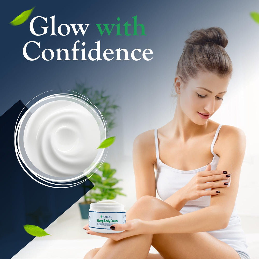 Sombra Hemp Cream lemongrass scent shown, offering a light calming aroma.