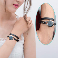 Close-up of SOMORA diffuser bracelet circular carvings for vintage elegance