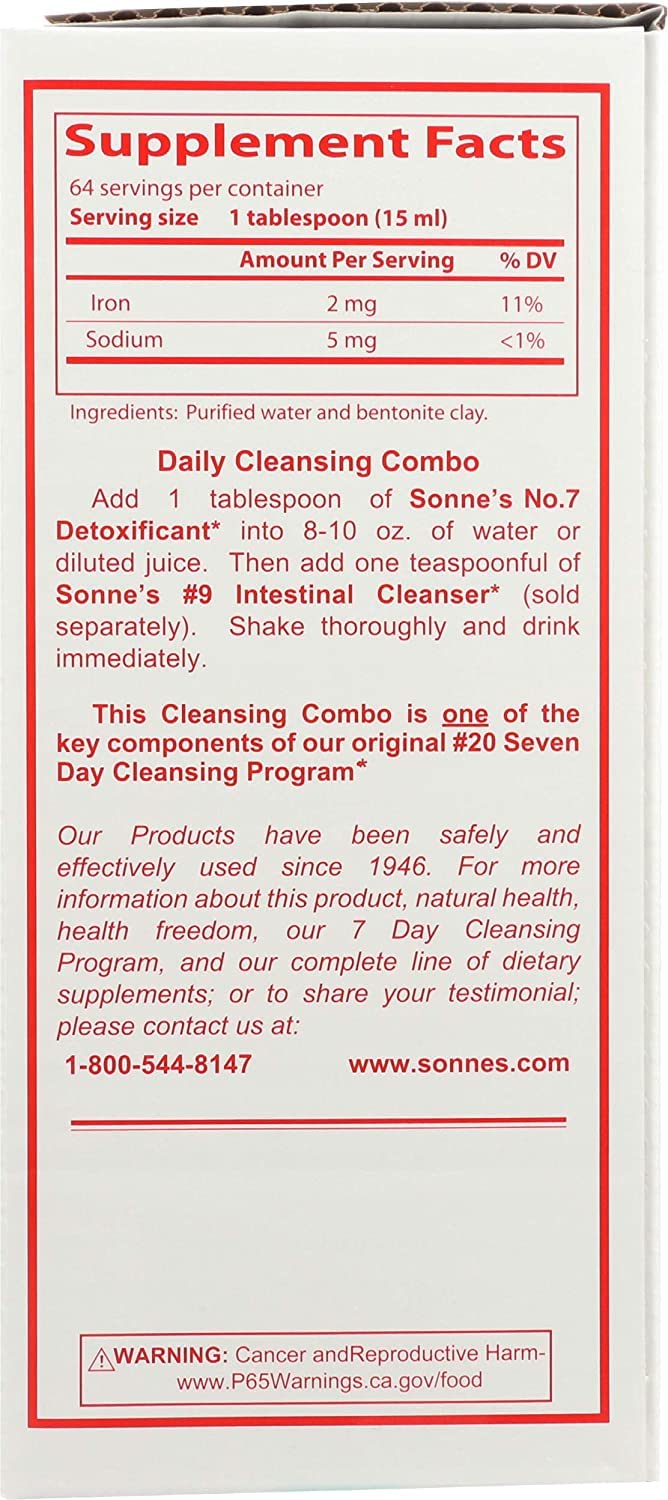 Close-up of Sonne's Detoxificant #7 label with premium packaging.