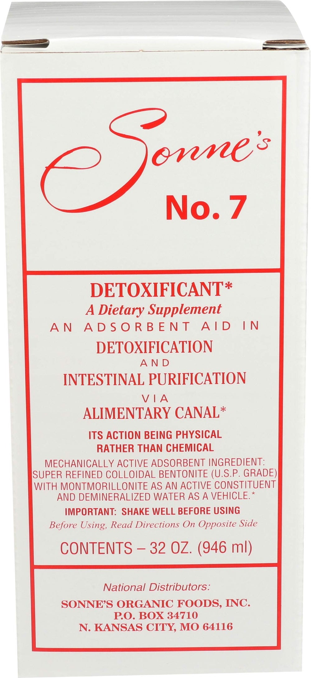 Sonne's No. 7 Detox bottle front view for daily wellness routines.