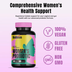 BioBloom ingredient list features prebiotics and Lactobacillus strains.
