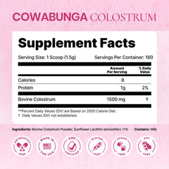 SonoHealth Cowabunga Colostrum packaging flatlay highlighting purity and quality.
