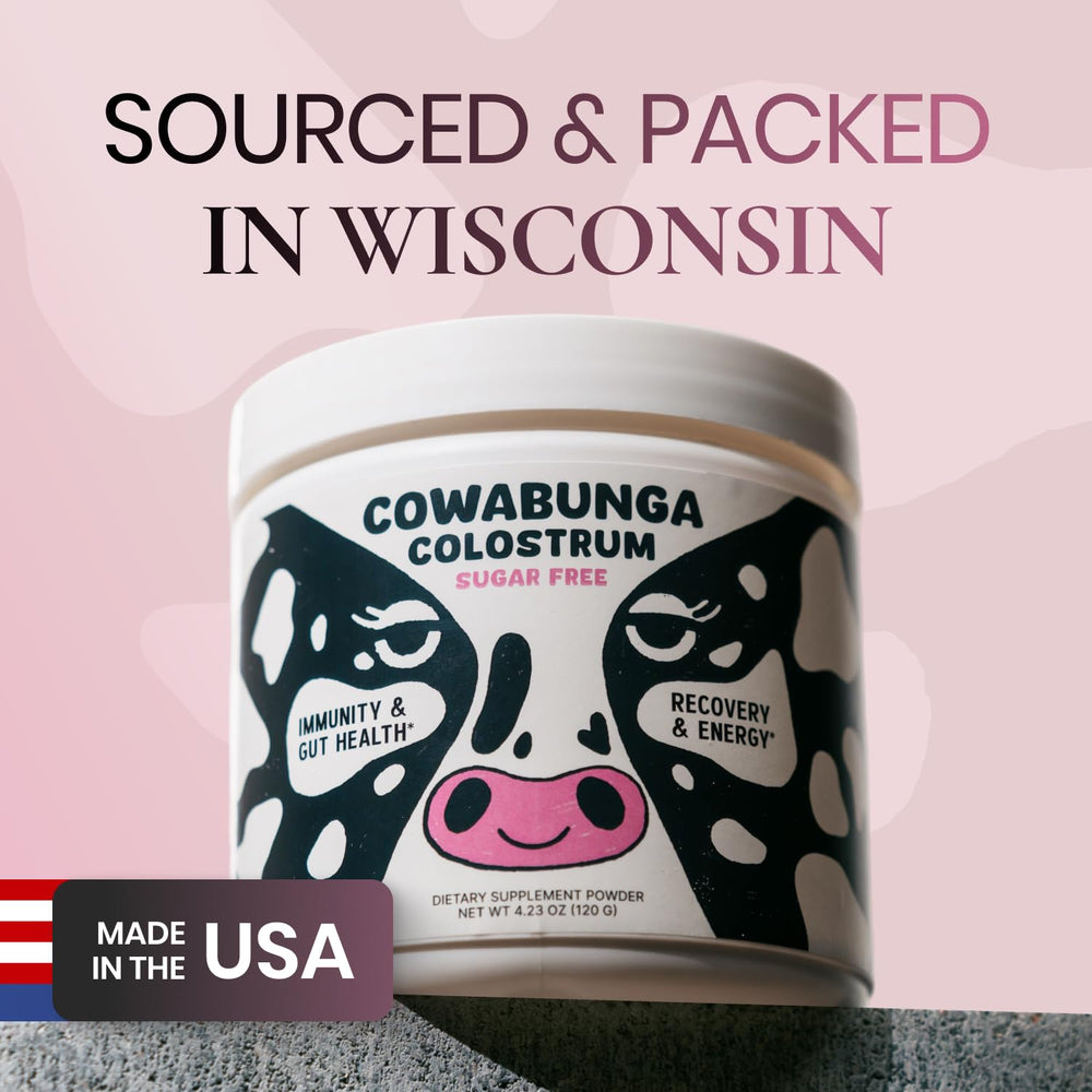 SonoHealth Cowabunga Colostrum powder texture showing smooth mixability