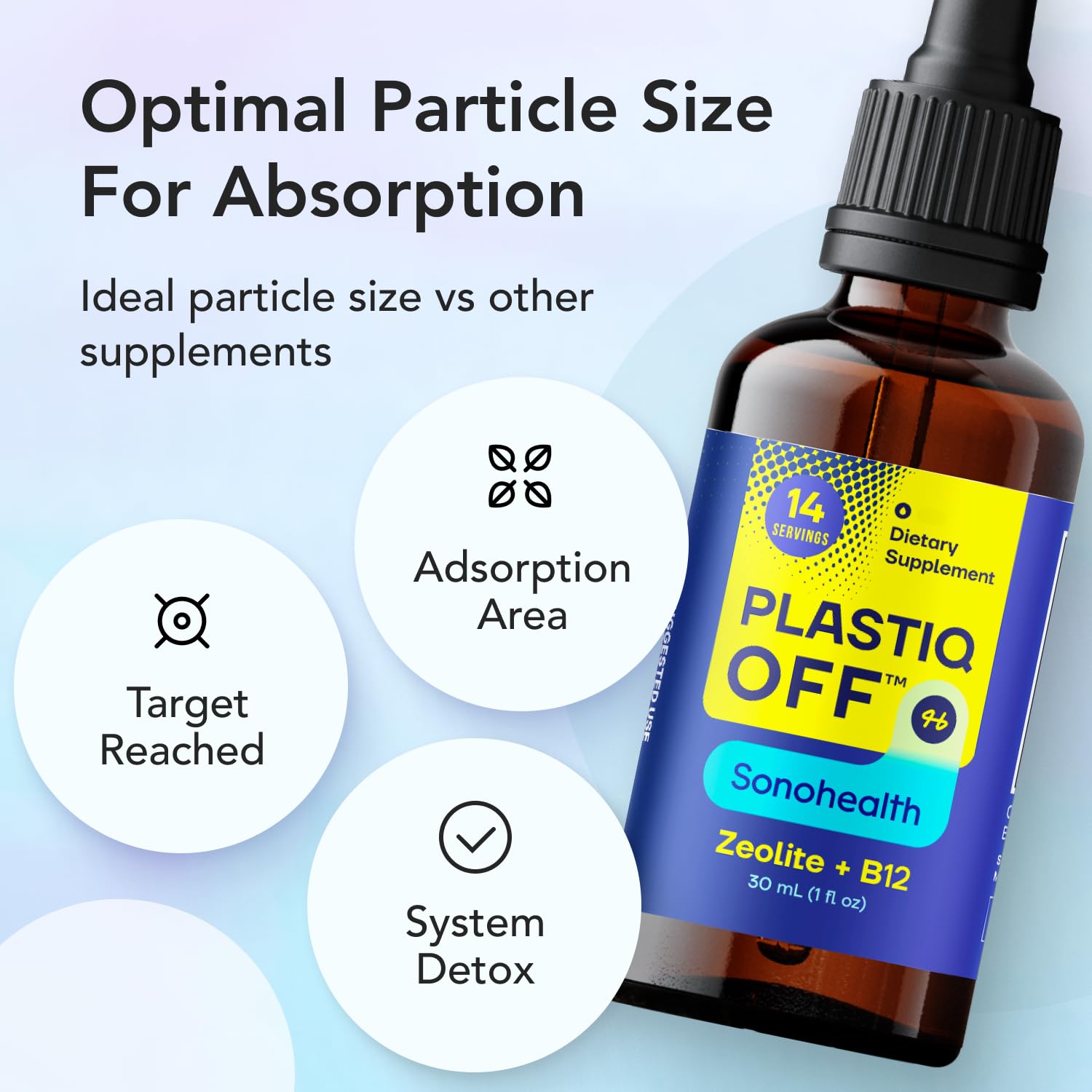 SonoHealth Plastiq Off Zeolite kid-dose in a sip.