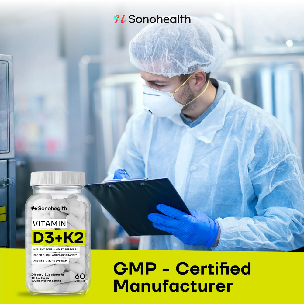 SonoHealth Vitamin D3 + K2 travel-pack with glass of water for on-the-go wellness