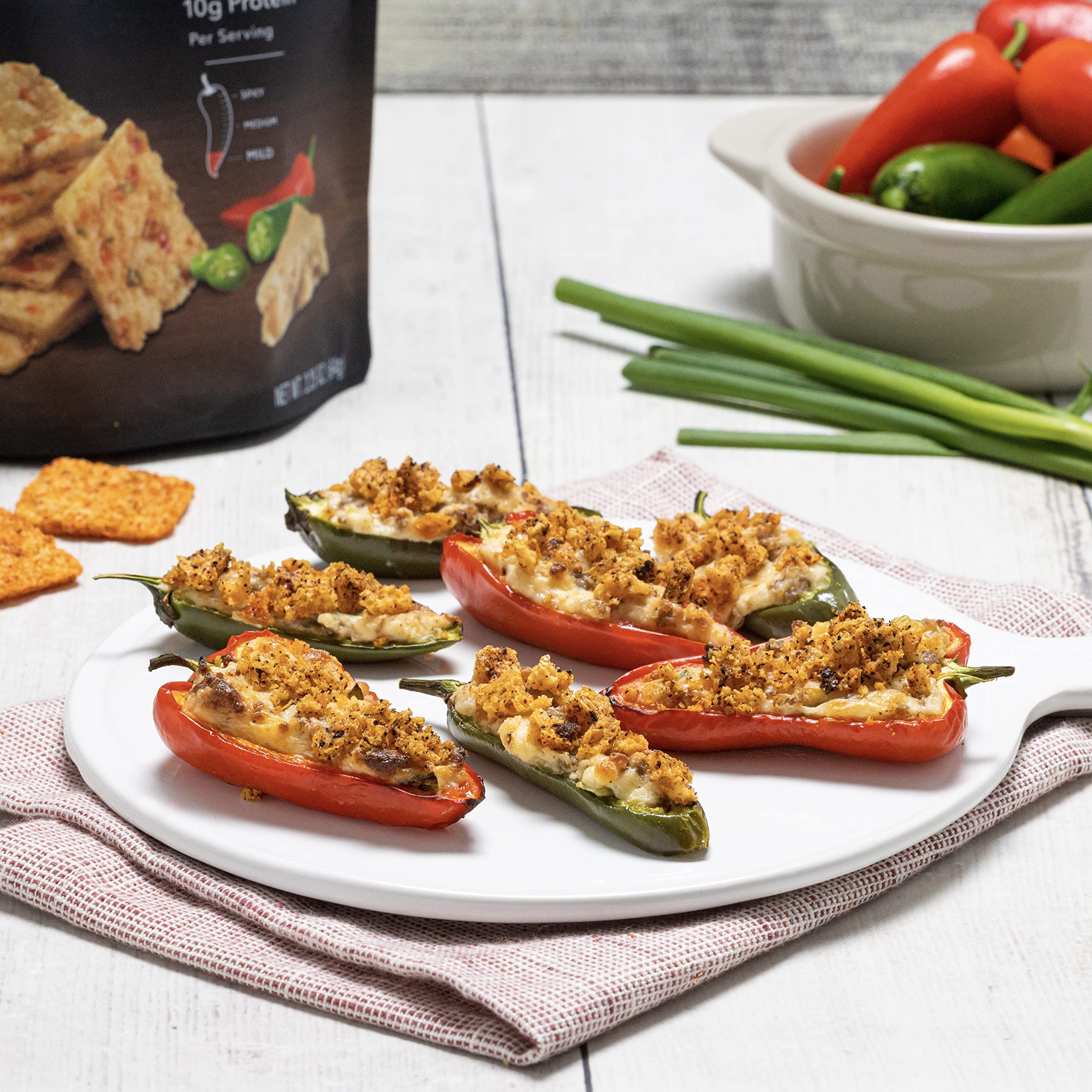 Crisps used as salad topping for extra savory crunch.
