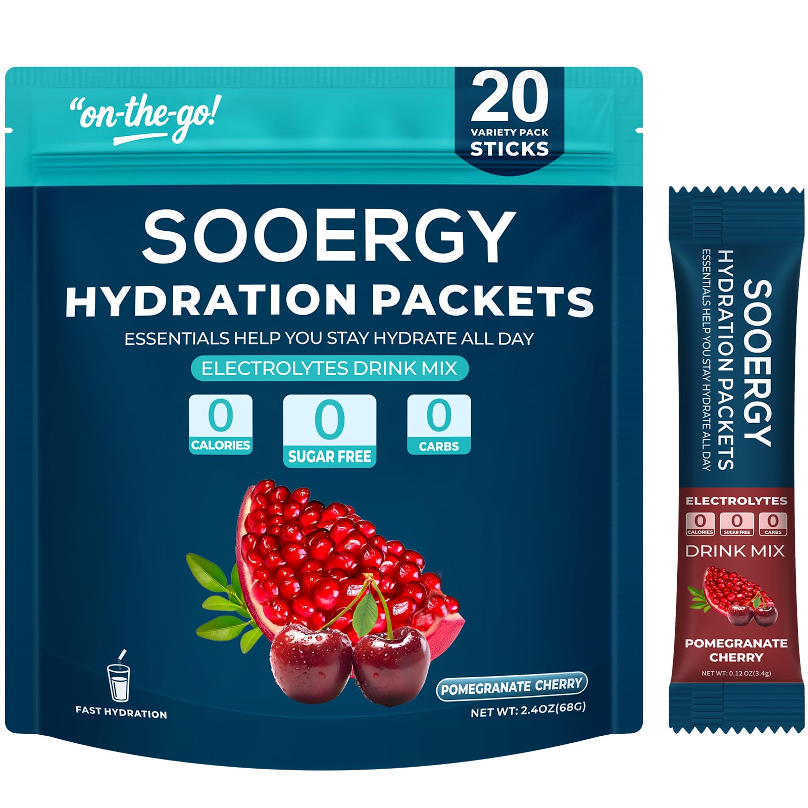 Sooergy electrolytes packets cherry pomegranate sachets ready to mix