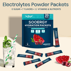 Sooergy hydration drink in glass after dissolving electrolytes