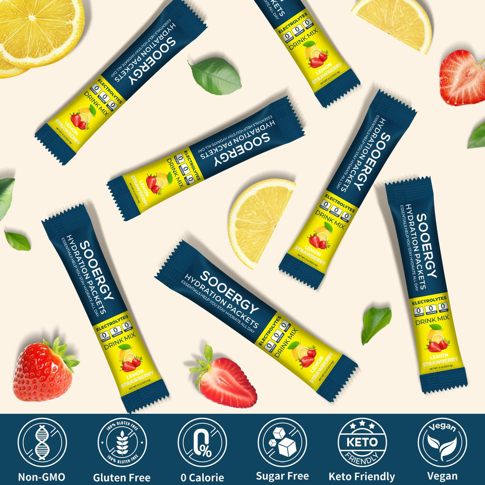 Sooergy electrolyte mix post-workout recovery in a glass.