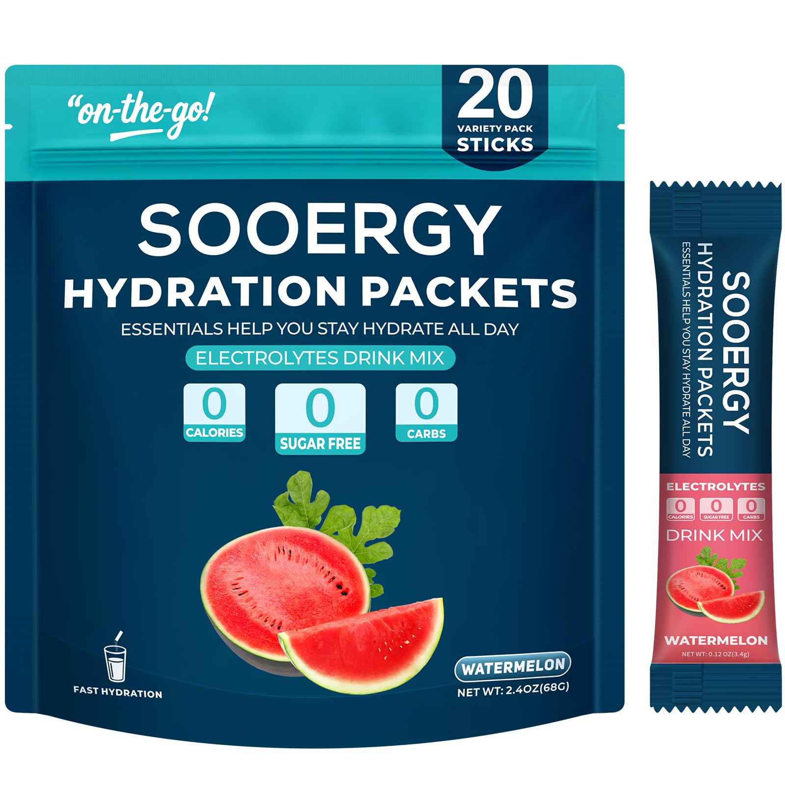 Sooergy electrolytes watermelon stick dissolving for quick hydration and energy