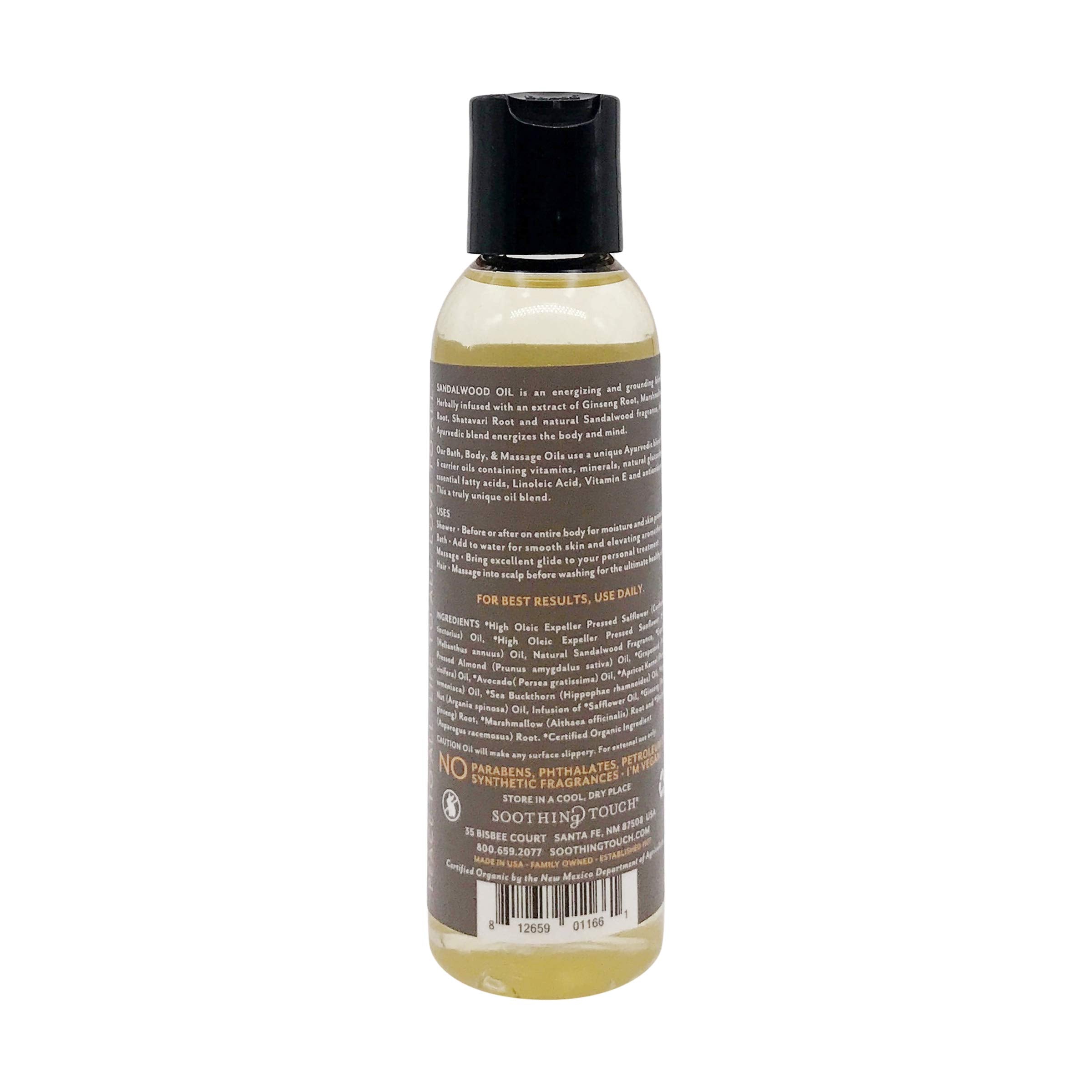 Soothing Touch bath oil being poured for a luxurious moisturizing bath routine.