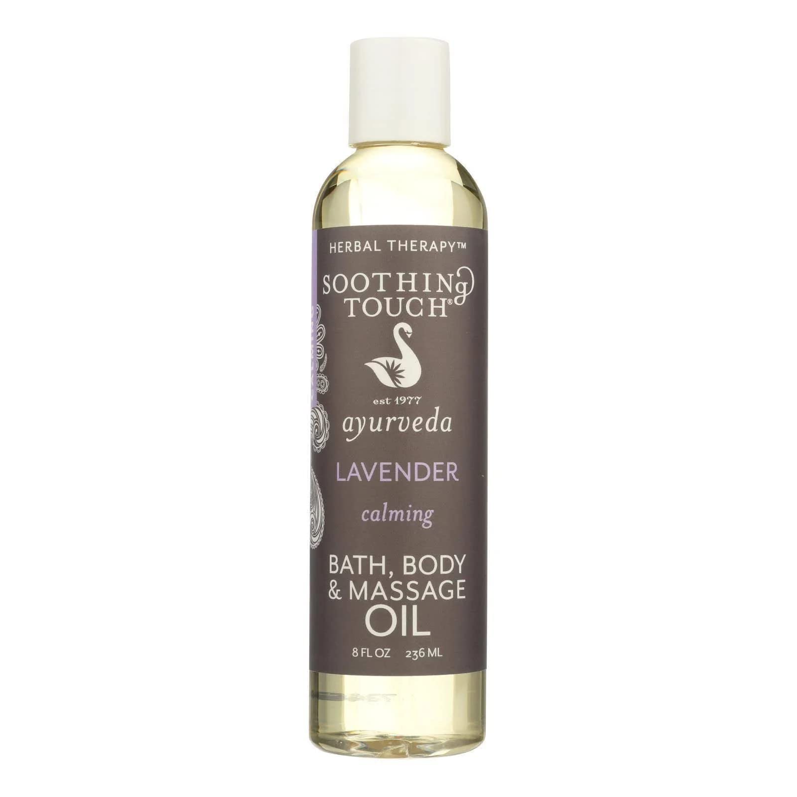 Soothing Touch Calming Lavender bottle for a relaxing bath or massage ritual.