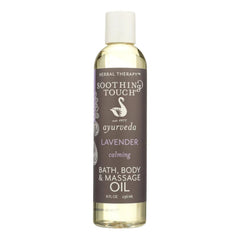 Soothing Touch Calming Lavender bottle for a relaxing bath or massage ritual.