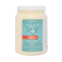 Soothing Touch Deep Tissue Gel bottle pour with cayenne and camphor for long glide