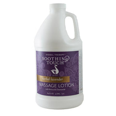 Soothing Touch Herbal Lavender Lotion half-gallon bottle pour for calming massage and deep moisturization