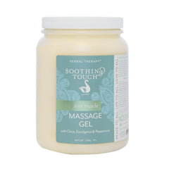 Soothing Touch Sore Muscle Massage Gel with clove, eucalyptus, and peppermint for soothing relief.